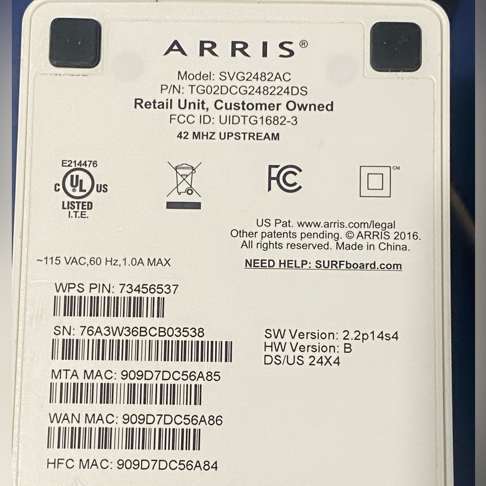 ARRIS Surfboard Router SVG2482AC - Picture 10 of 16